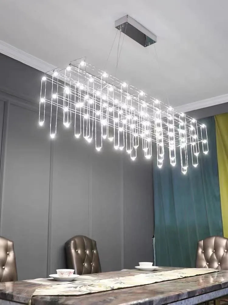 lustre moderne minimaliste créatif gypsophile luciole cube barre longue - vue 1 sur 8