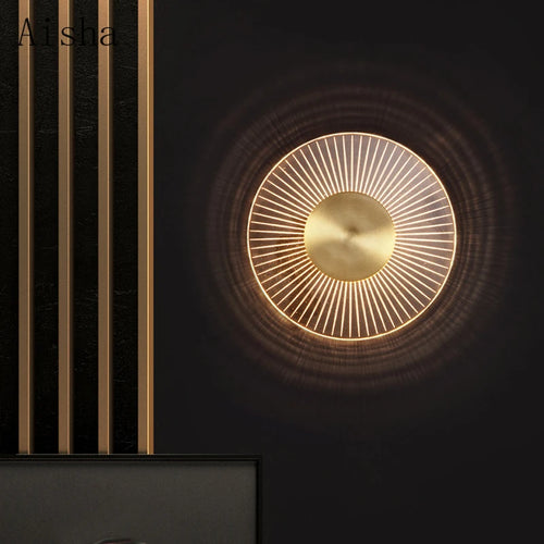 applique murale led ronde en cuivre design créatif pour intérieur moderne - vue 2 sur 7