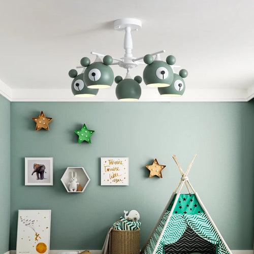 lustre ours lumineux en dessin animé pour enfants - vue 5 sur 18