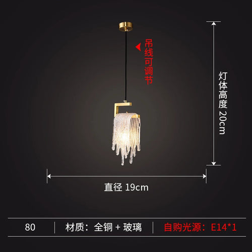 suspension en verre et cuivre style nordique moderne pour intérieur décoratif