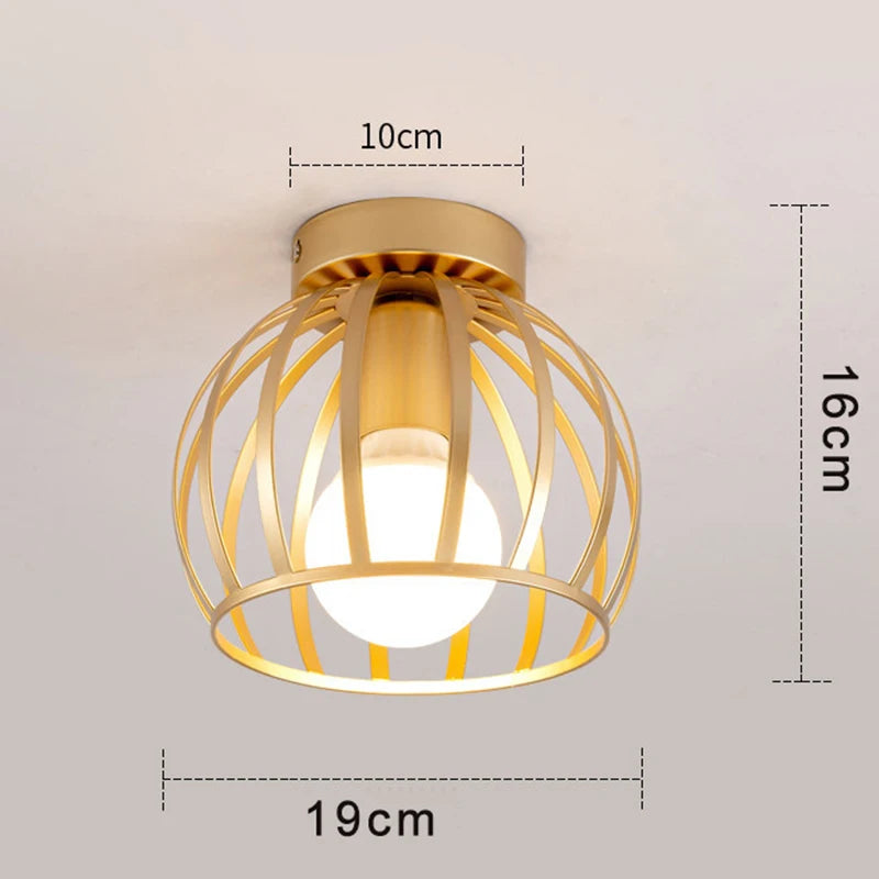 plafonnier rétro doré led en métal pour balcon couloir - vue 6 sur 10
