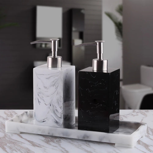 accessoires nordiques distributeur désinfectant et shampoing imitation marbre - vue 3 sur 10