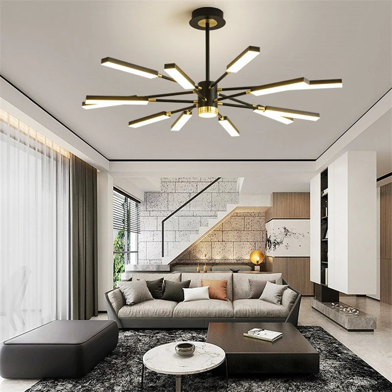 lustre d'art nordique moderne en fer avec éclairage led - vue 3 sur 9