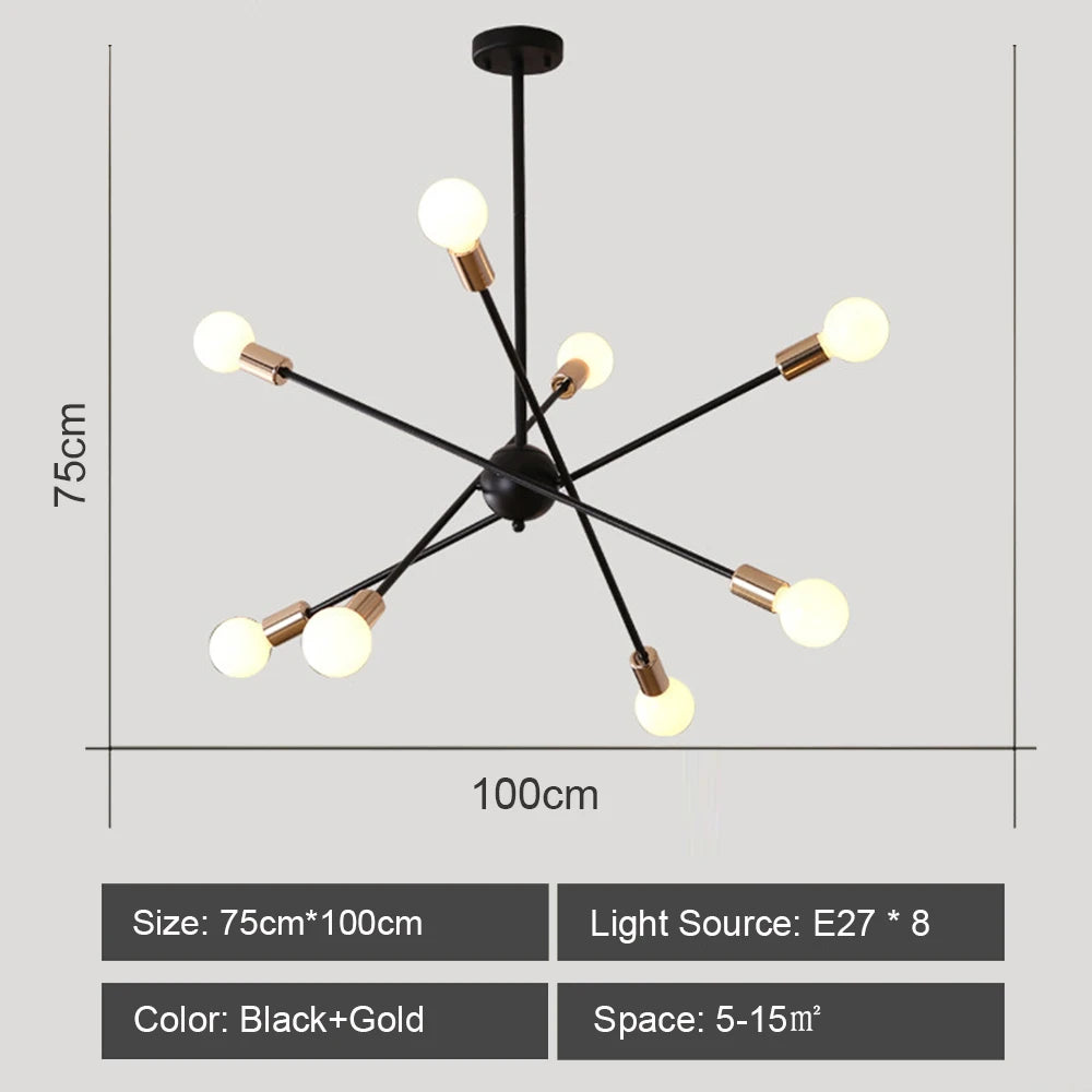 Plafond moderne à LEDs lustre lumière salon chambre industrielle spoutnik lustres suspension lampe créative éclairage maison décor - vue 14 sur 16