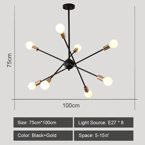 Plafond moderne à LEDs lustre lumière salon chambre industrielle spoutnik lustres suspension lampe créative éclairage maison décor - vue 15 sur 16