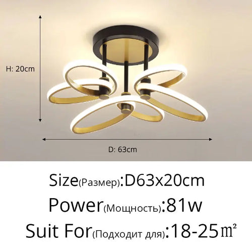 plafonnier moderne en pétale d'or pour intérieur décoratif - vue 12 sur 12