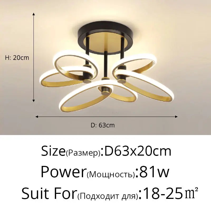 plafonnier moderne en pétale d'or pour intérieur décoratif - vue 12 sur 12