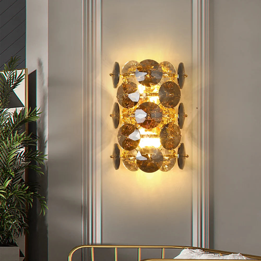 Applique murale LED appliques éclairage chambre salon fumée gris cristal applique chevet décor applique murale - vue 2 sur 6