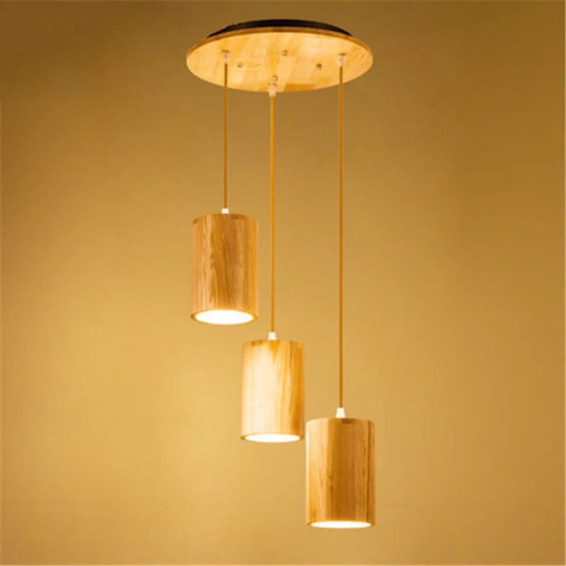 suspension LED en tonneau bois style nordique décoratif - vue 4 sur 8