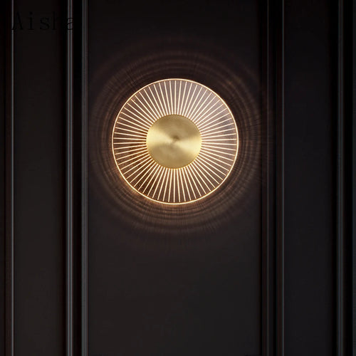 applique murale led ronde en cuivre design créatif pour intérieur moderne - vue 5 sur 7