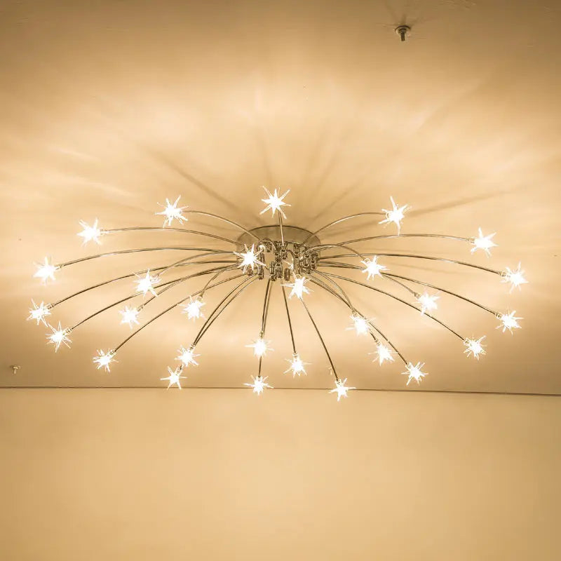 lustre moderne design chrome avec led pour éclairage maison - vue 5 sur 7