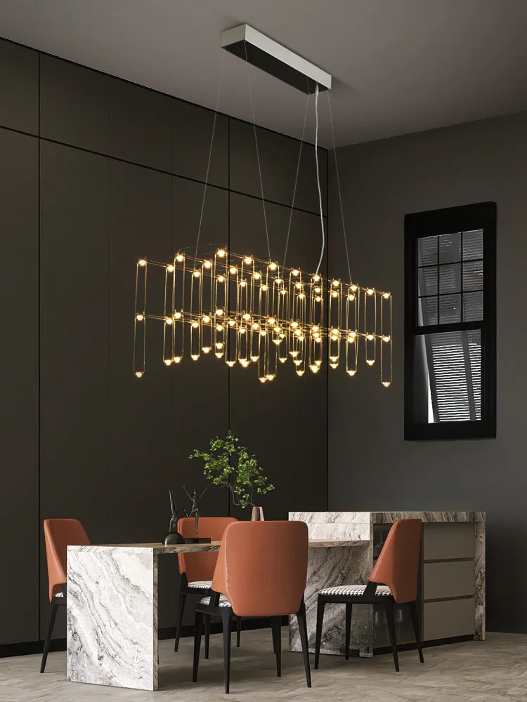 lustre moderne minimaliste créatif gypsophile luciole cube barre longue - vue 2 sur 8