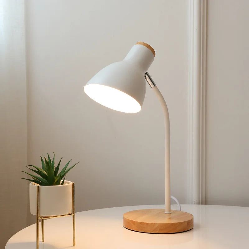 lampe de table led en bois et fer art nordique protection des yeux - vue 4 sur 12