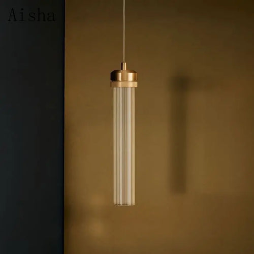 suspension en verre rayé design nordique créatif pour éclairage moderne - vue 5 sur 9