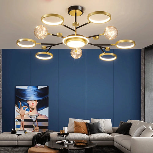 lustre nordique moderne en fer éclairage étoilé décoration créative - vue 4 sur 9