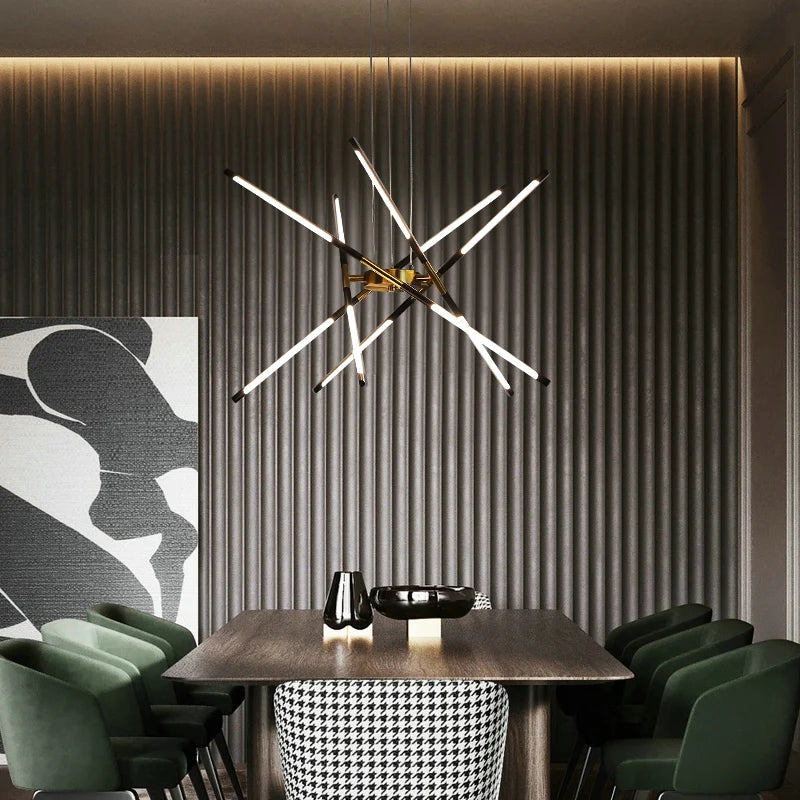 Light luxury style Nordic restaurant chandelier, simple modern atmosphere creative living room bedroom lighting net red led lamp - vue 5 sur 14