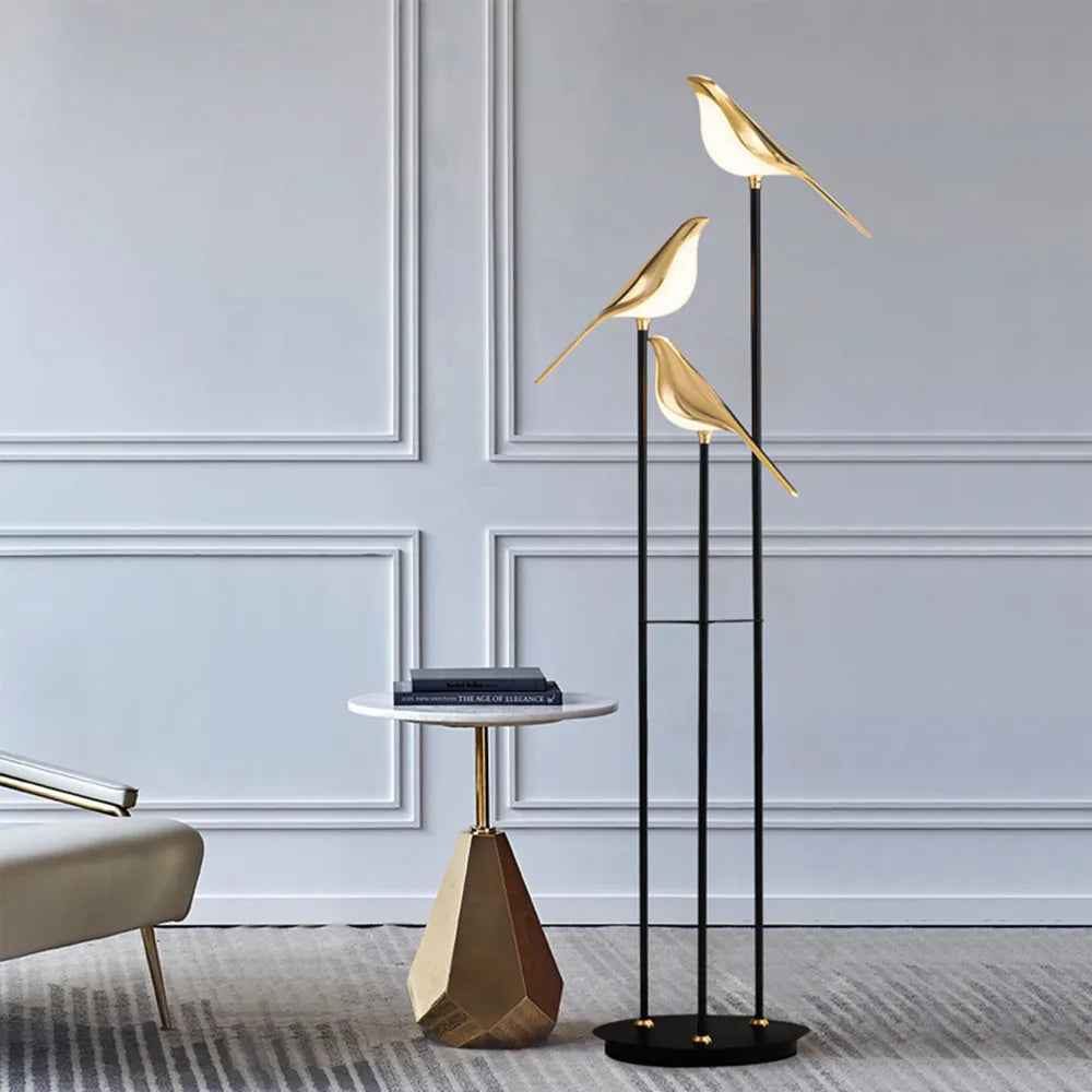 Nomi Lampadaire LED lampe oiseau postmoderne galvanoplastie doré jardin lecture chambre étude salon lampadaire de luxe