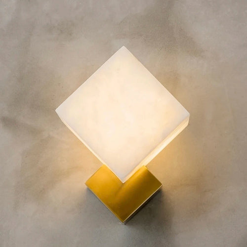 Applique murale de luxe en jade Luminaires LED modernes décoration de la maison étude salon chambre chevet carré en marbre Luminaires - vue 4 sur 7