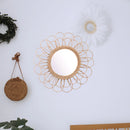 miroir suspendu en rotin motif tournesol décoratif boho