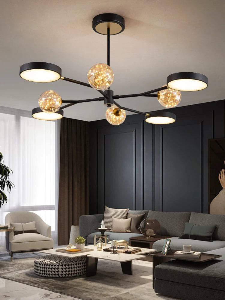 lustre style nordique en verre led pour décoration intérieure - vue 4 sur 8