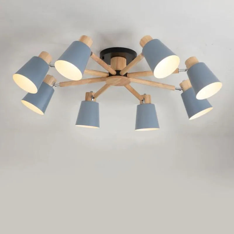 lustre nordique en bois massif simple et moderne - vue 3 sur 18