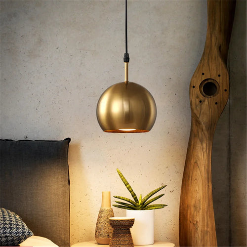 Suspension abat-jour en laiton doré style américain led pour éclairage intérieur loft - vue 7 sur 7
