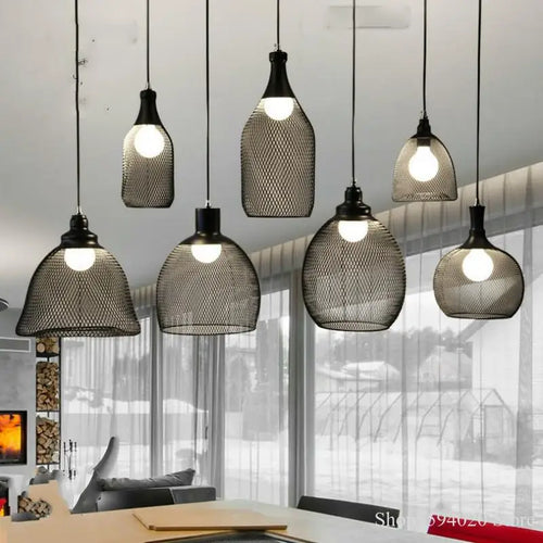 lustre cage à oiseaux style loft rétro en fer créatif minimaliste - vue 5 sur 18