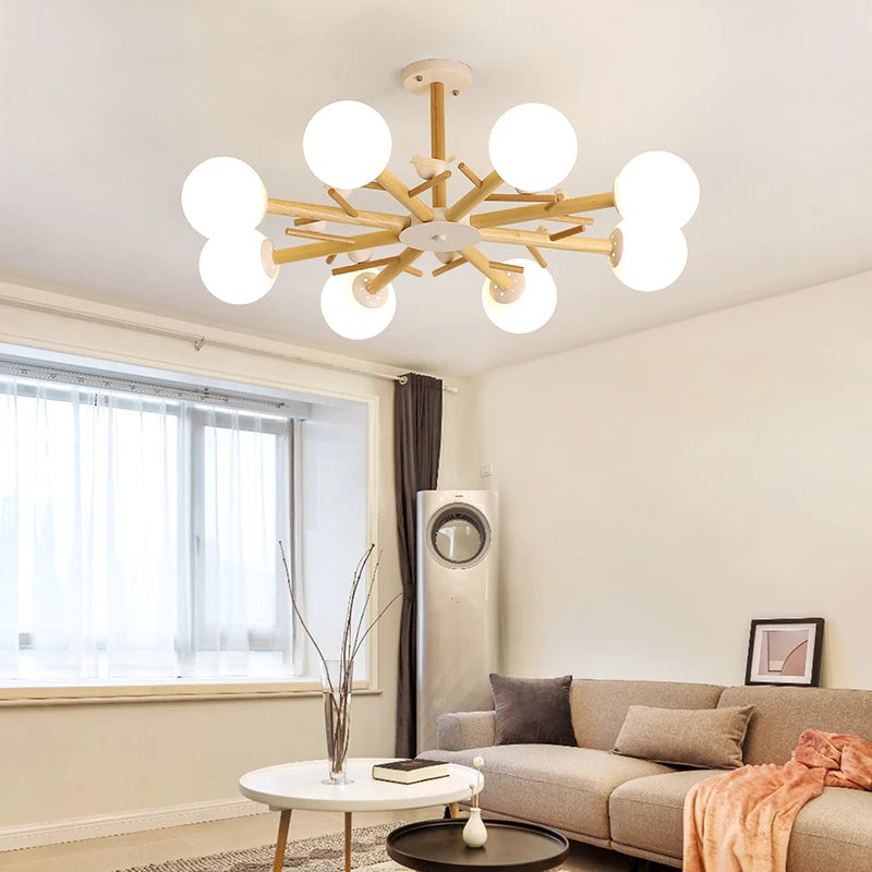 lustre nordique moderne en verre avec éclairage led décor oiseau - vue 3 sur 9