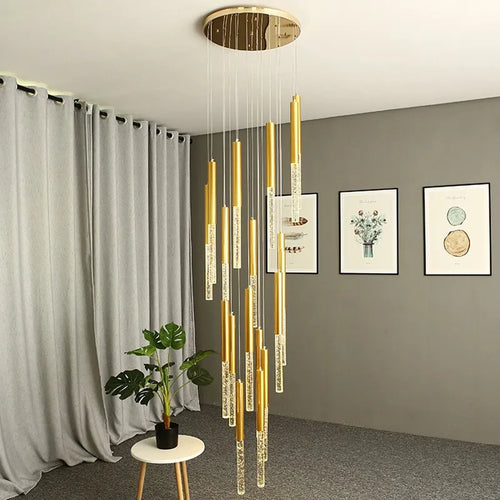 lustre moderne de luxe en cristal pour villa duplex nordique - vue 2 sur 14