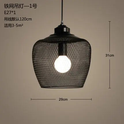 lustre industriel cage à oiseaux style loft rétro en fer minimaliste - vue 17 sur 17