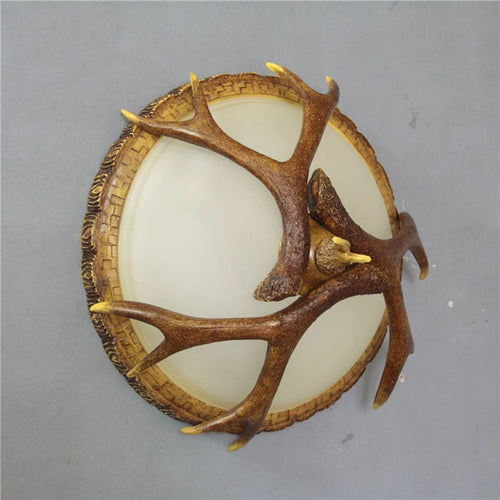 plafonnier rétro en bois et résine style pays américain antique - vue 6 sur 7