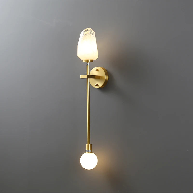 applique murale design en verre et cuivre doré pour intérieur - vue 3 sur 8