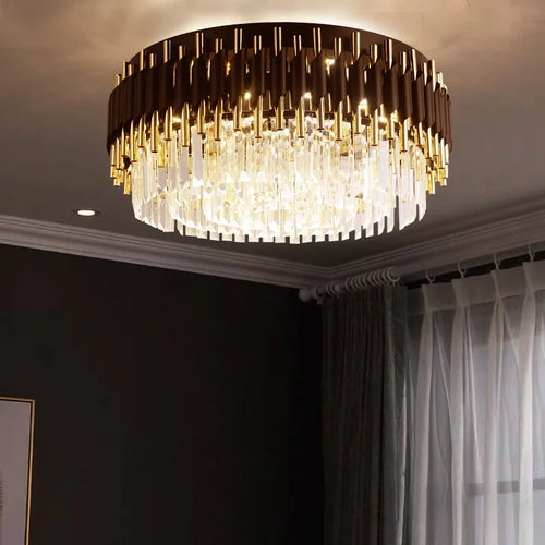 lustre led moderne en cristal de luxe éclairage décoratif - vue 3 sur 9