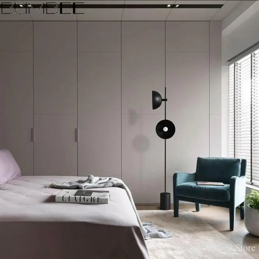 lampadaire led au sol en bois style loft européen - vue 3 sur 7