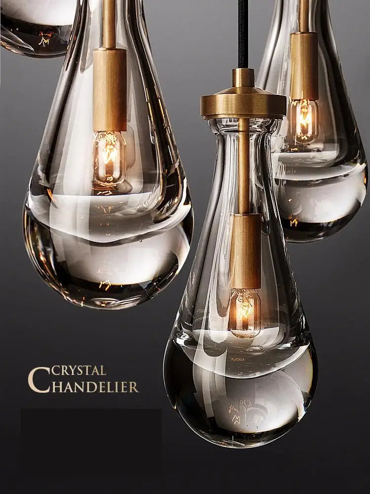lustre moderne simple en verre de cuivre de luxe à tête unique - vue 5 sur 7