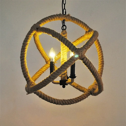 suspension vintage en chanvre pour café restaurant - vue 3 sur 6