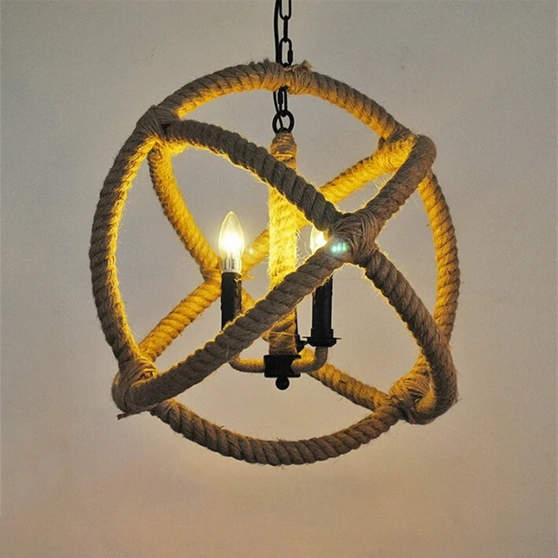 suspension vintage en chanvre pour café restaurant - vue 3 sur 6