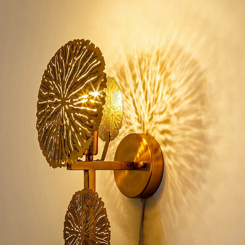 applique murale luxe feuille lotus décorative moderne pour salon et hôtel - vue 5 sur 7