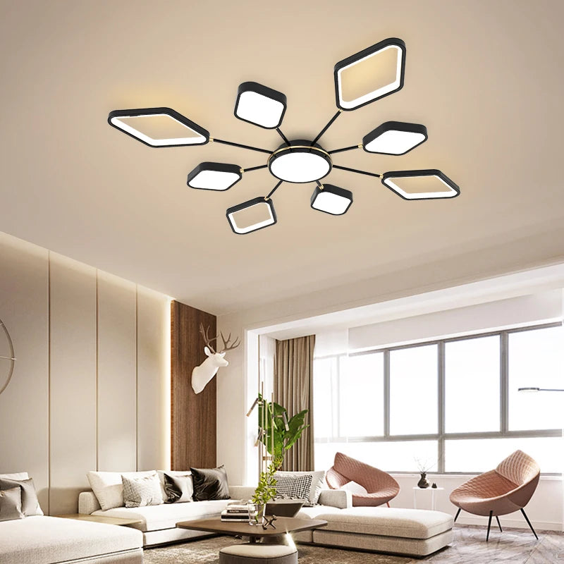 lustre led moderne avec télécommande pour intérieur élégant - vue 3 sur 9