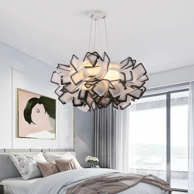 suspension fleur design italie led acrylique pour salon chambre - vue 3 sur 20