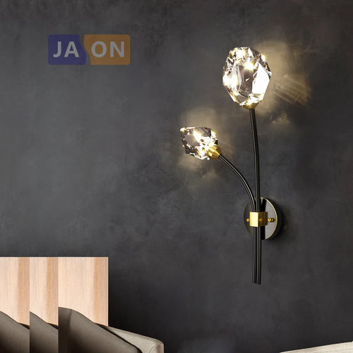 applique murale led postmoderne en cuivre et cristal - vue 5 sur 22