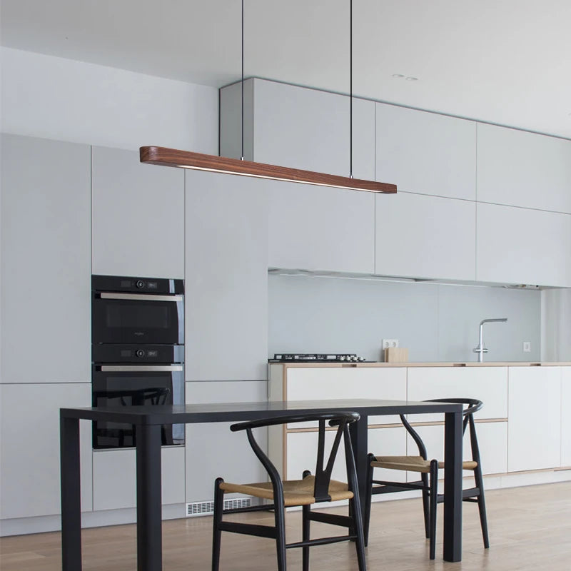 suspension en bois avec lumière led pour table à manger - vue 2 sur 10
