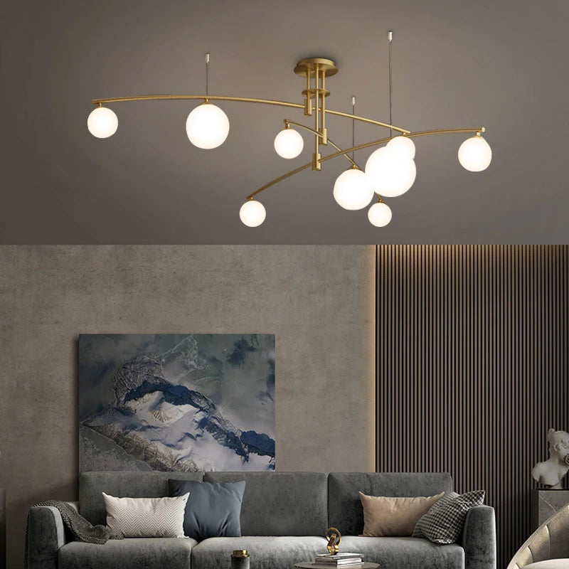 suspension moderne en métal et verre pour intérieur - vue 6 sur 18