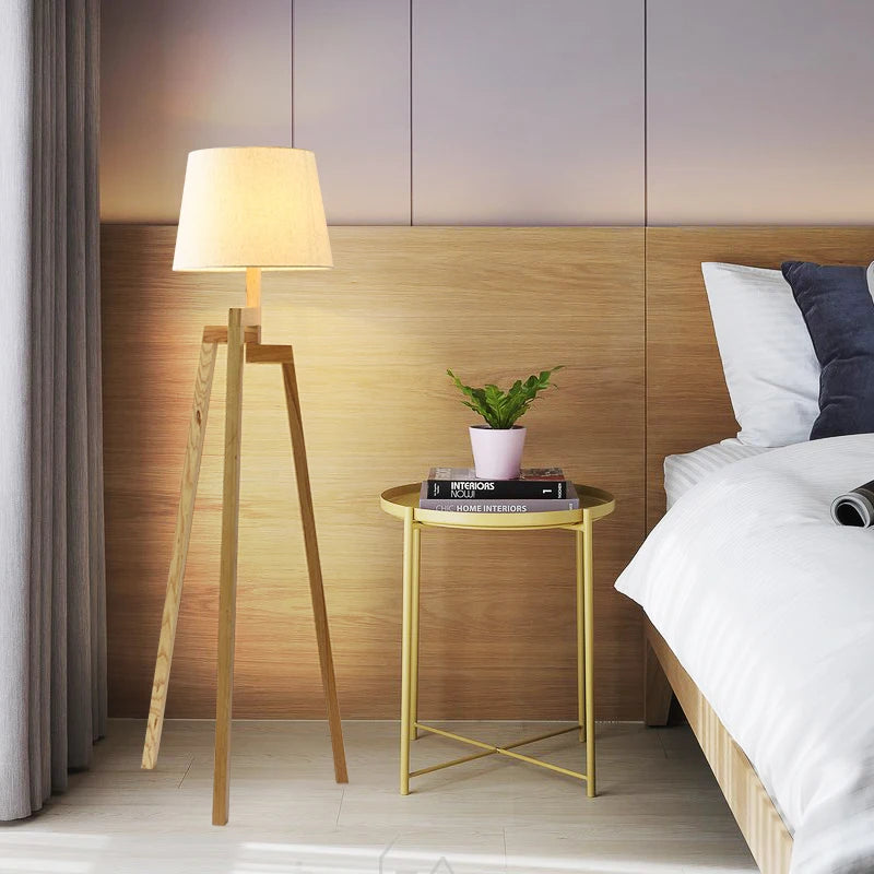 lampadaire nordique en bois design créatif à trois pieds - vue 4 sur 8