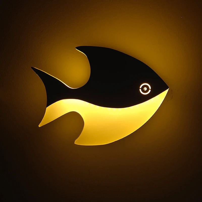 applique murale led créative en acrylique forme poisson pour enfants - vue 4 sur 6
