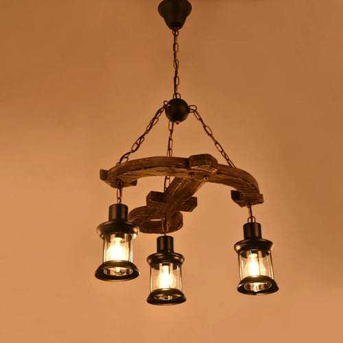 lustre ancre en bois style rétro pour café et restaurant - vue 5 sur 7