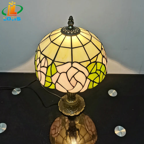 lampe de table style tiffany en forme de rose pour décoration intérieure - vue 5 sur 6