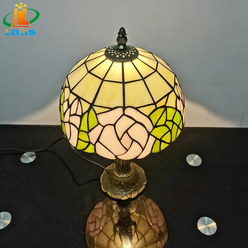 lampe de table style tiffany en forme de rose pour décoration intérieure - vue 4 sur 6