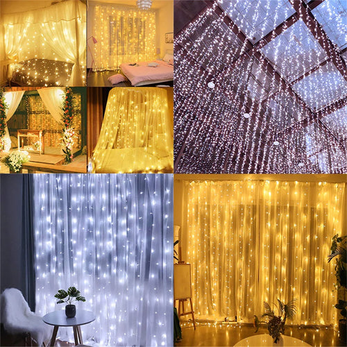 rideau lumineux led glaçons guirlande décorative pour fêtes et mariages - vue 6 sur 8