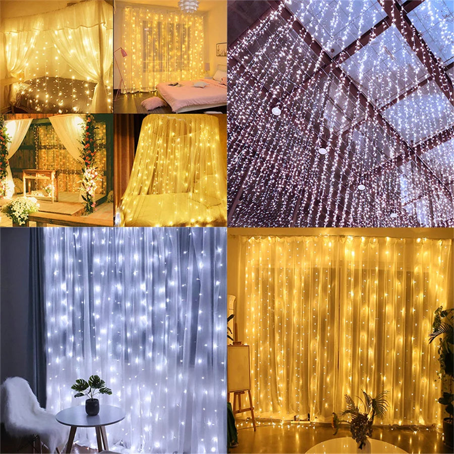 rideau lumineux led glaçons guirlande décorative pour fêtes et mariages - vue 5 sur 8